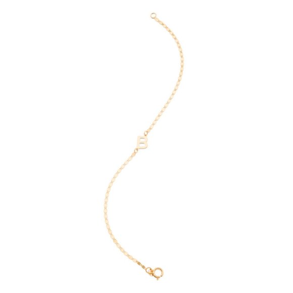 GOLDEN CLEF  Italy 14k Gold Initial Mirror Chain Delicate Bracelet - Picture 1 of 2